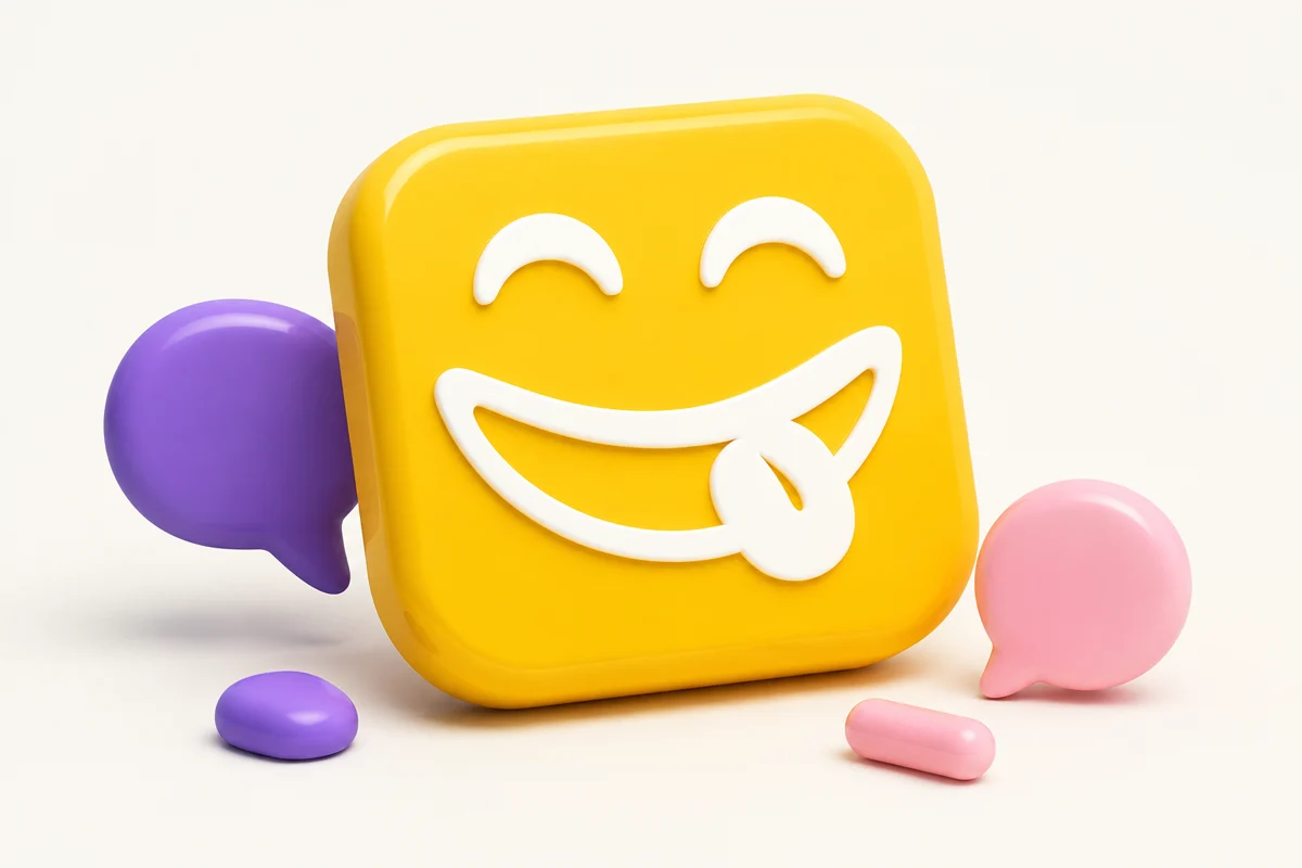 Yappy’s smiling yellow app icon with playful purple and pink chat bubbles